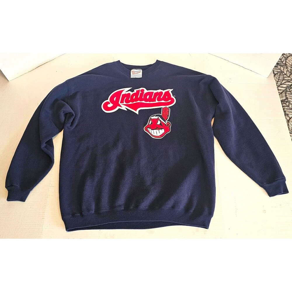 VTG Hanes Heavyweight Cleveland Indians Men's Sweatshirt Size: XL Navy